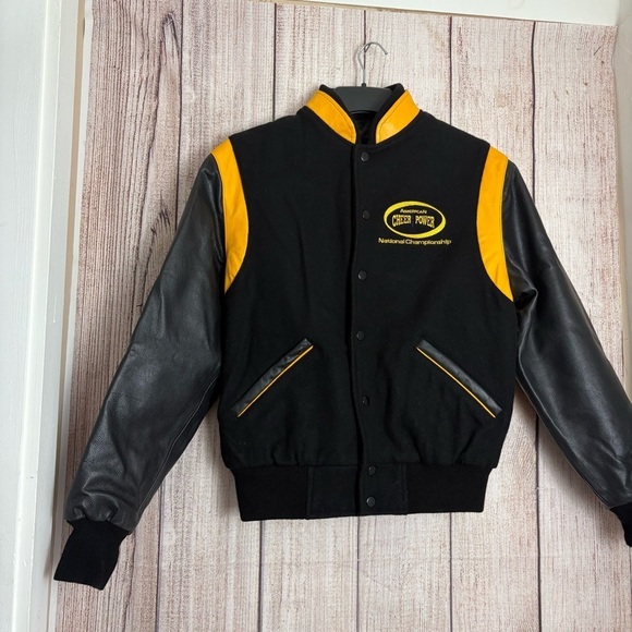 Vintage 90s American Cheerleader National Champion wool leather Jacket Small - Picture 2 of 10
